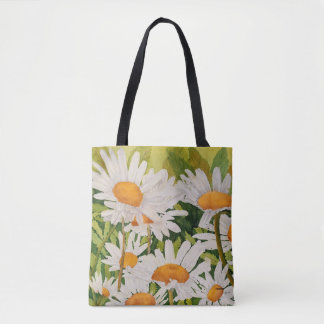 Sac fourre-tout blanc de marguerites