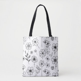 Sac fourre-tout blanc élégant avec motif floral dé