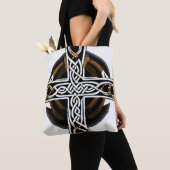 Sac fourre-tout blanc et Brown de croix celtique (De près)