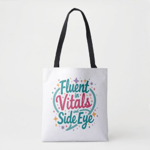 Sac fourre-tout blanc 'Fluent in Vitals and Side E