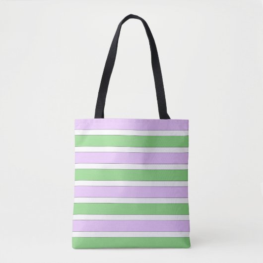 Sac fourre-tout blanc, Lilac et Green Stripes (Devant)