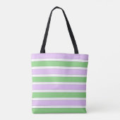 Sac fourre-tout blanc, Lilac et Green Stripes (Dos)