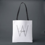 Sac fourre-tout blanc Monogramme de script<br><div class="desc">Sac fourre-tout Monogramme de script personnalisé. BLANCHE.</div>