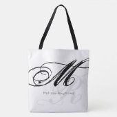 sac fourre-tout blanc monogramme de style cool (Devant)