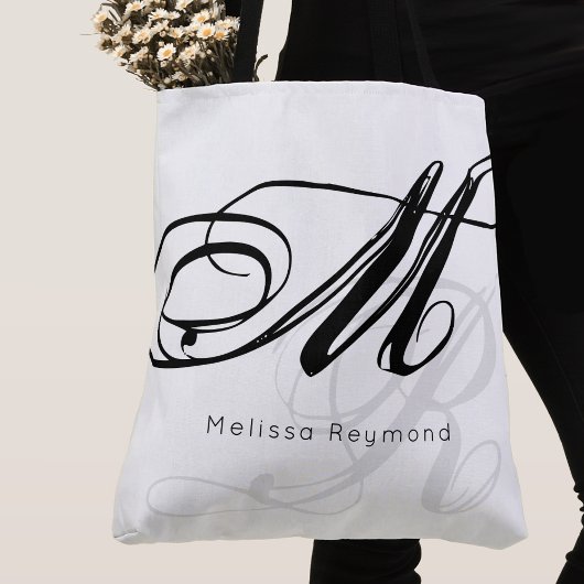 sac fourre-tout blanc monogramme de style cool