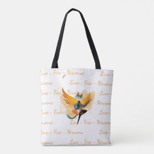 Sac fourre-tout blanc Nirvana Cat avec guitare et 