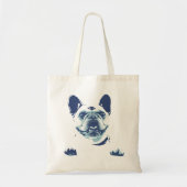 Sac fourre-tout bleu à graphiques de bouledogue (Devant)