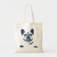 Sac fourre-tout bleu à graphiques de bouledogue