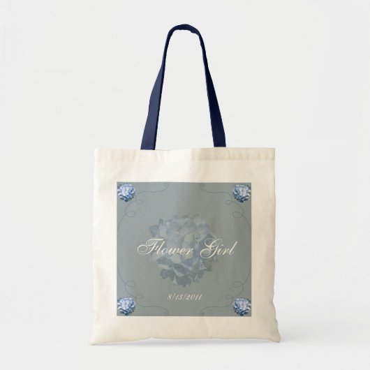 Sac fourre-tout bleu à hortensia (Devant)
