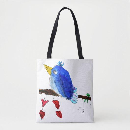 Sac fourre-tout bleu à oiseau (Devant)
