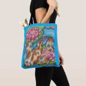 Sac fourre-tout Bleu Avec Poisson Orange Koi Art (De près)