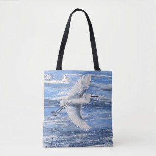 Sac fourre-tout bleu d'aigrettes enneigées côtière