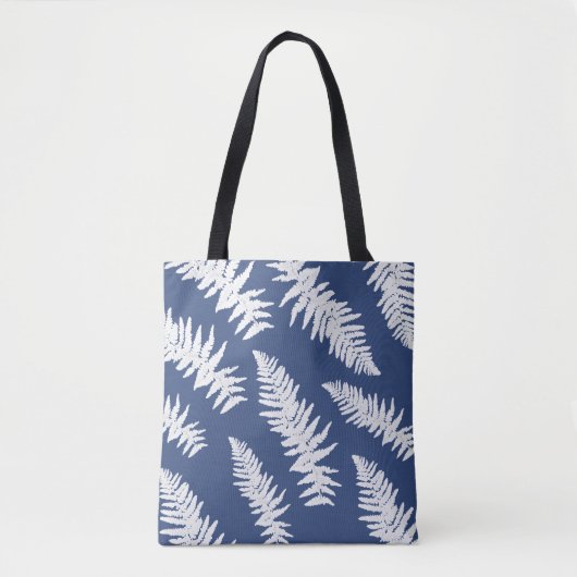 Sac fourre-tout bleu d'impression Indigo Fern (Devant)