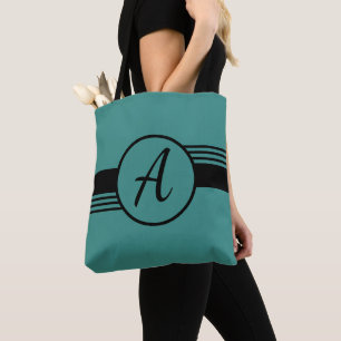 Sac fourre-tout bleu et noir à monogramme fait su