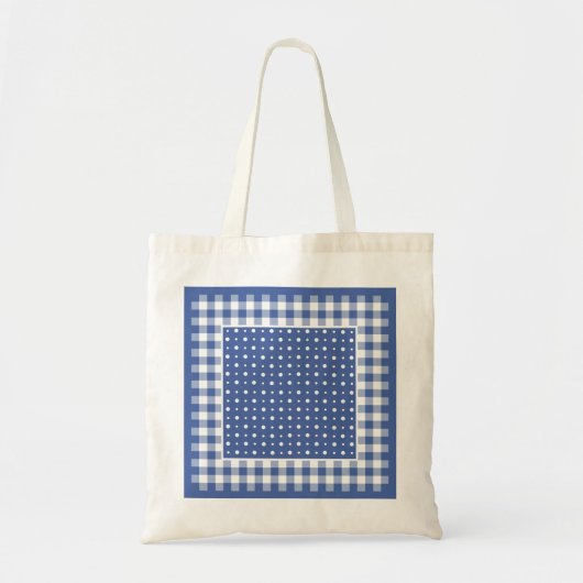 Sac fourre-tout, Bleu foncé, Pois blancs et chèque (Devant)