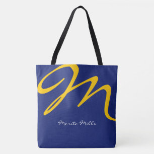sac fourre-tout bleu tout-sur-impression avec init