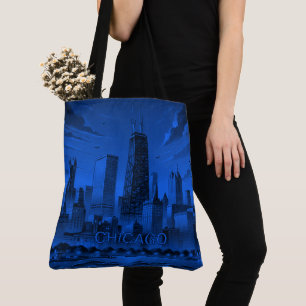 Sac fourre-tout Blue Black Chicago Skyline