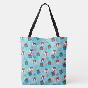 Sac fourre-tout boîte cadeau de Noël bleu