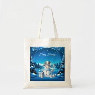 Sac fourre-tout Bonhomme de neige joyeux dans une
