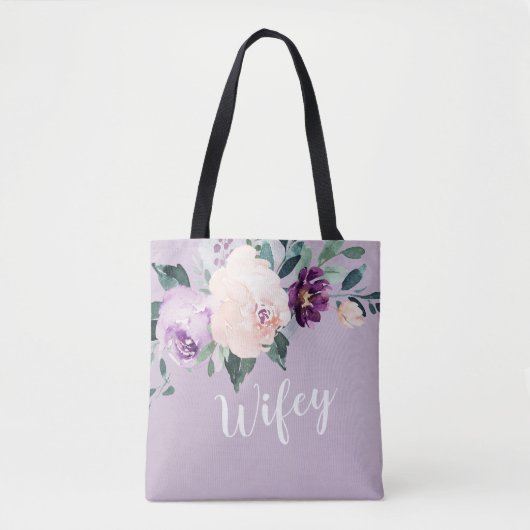 Sac fourre-tout botanique violet personnalisé pour (Devant)