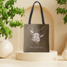 sac fourre-tout Brown Beige Design Floral Chic