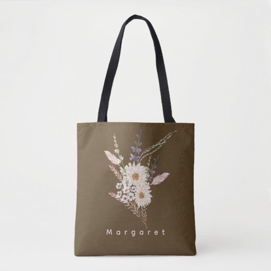 sac fourre-tout Brown Beige Design Floral Chic (Devant)