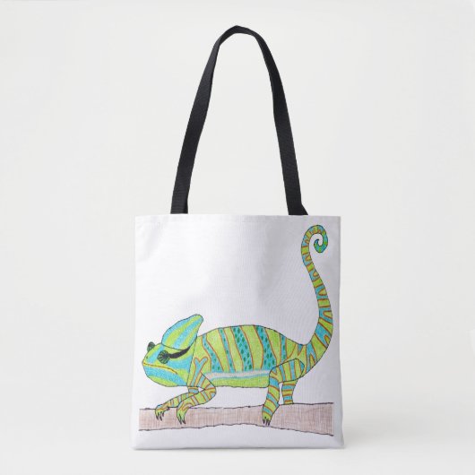 Sac fourre-tout - Caméléon vert (blanc) (Devant)