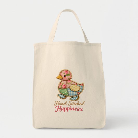 Sac fourre-tout canard patchwork – « Bonheur cousu (Devant)