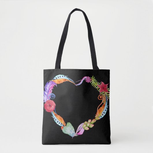 Sac fourre-tout cardiaque Boho aquarelle (Devant)