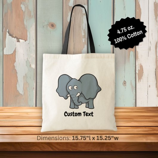 Sac fourre-tout cartoon éléphant gris