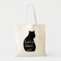 Sac fourre-tout chanceux à chat noir