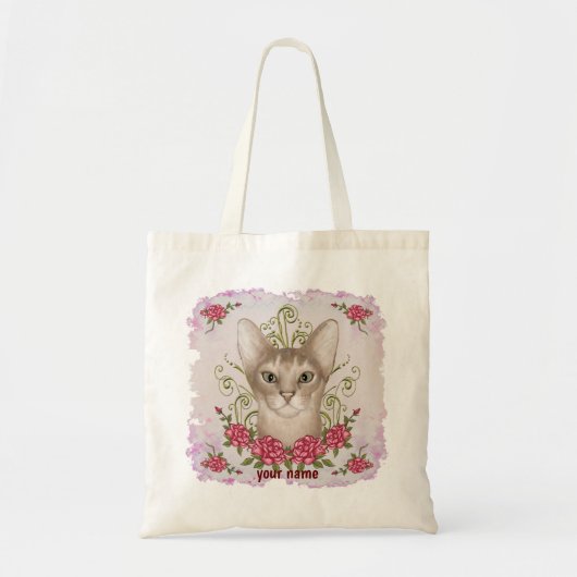Sac fourre-tout Chat Abyssin Roses (Devant)