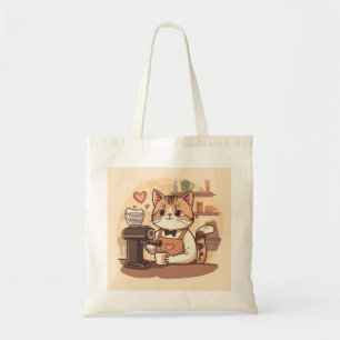 Sac fourre-tout chat barista dessin animé mignon d