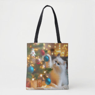 Sac fourre-tout chat de Noël mignon