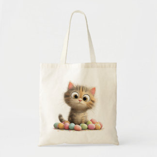 Sac fourre-tout chat de Pâques mignon avec œufs pa