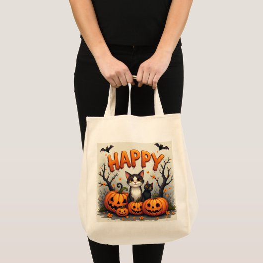 Sac fourre-tout chat d'Halloween (Devant (produit))