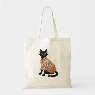 Sac fourre-tout chat floral terracotta