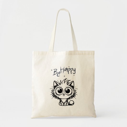 Sac fourre-tout chat mignon Be Happy (Devant)