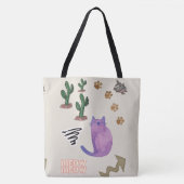 Sac fourre-tout Chat Poisson Cactus Paws Meow (Devant)