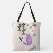 Sac fourre-tout Chat Poisson Cactus Paws Meow (Dos)