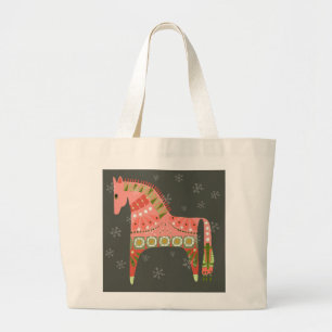 Sac fourre-tout Cheval Hygge avec flocons de neige