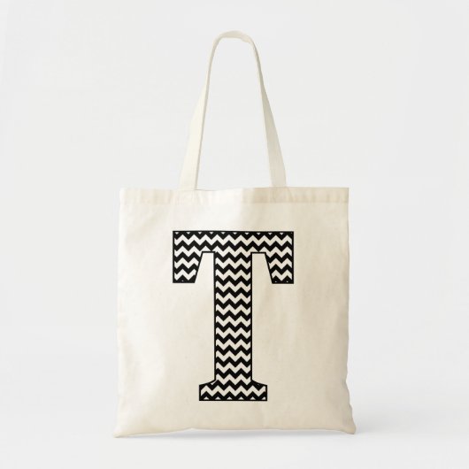 Sac fourre-tout Chevron "T" noir et blanc (Devant)