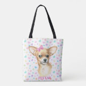 Sac fourre-tout Chihuahua en Bow rose personnalisé (Dos)