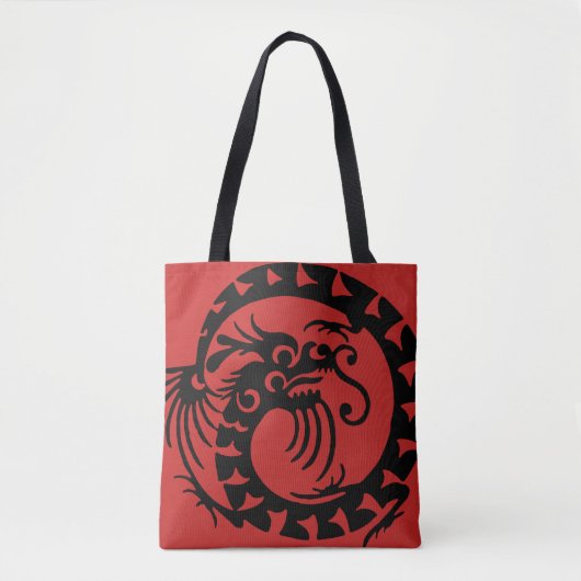 Sac fourre-tout circulaire en silhouette de dragon (Devant)