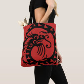Sac fourre-tout circulaire en silhouette de dragon (De près)
