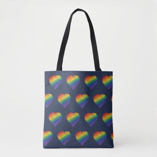 Sac fourre-tout coeur arc-en-ciel (Devant)