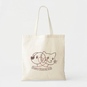 Sac fourre-tout cœur Meilleurs amis chien et chat