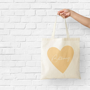 Sac fourre-tout cœur orange mignon avec nom