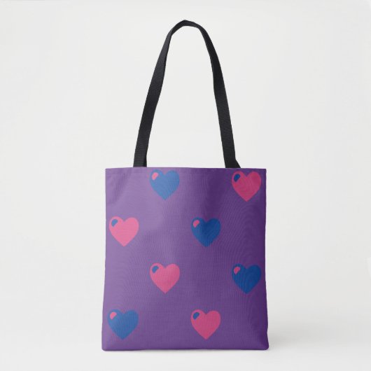 Sac fourre-tout coeurs de fierté bisexuelle (Devant)