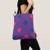 Sac fourre-tout coeurs de fierté bisexuelle (De près)
